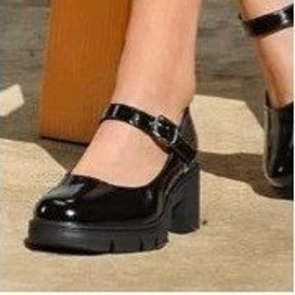 IDIFU Black Patent Leather Chunky Lug Sole Mary Jane Platform Heels Womens 8 NEW - Picture 4 of 13